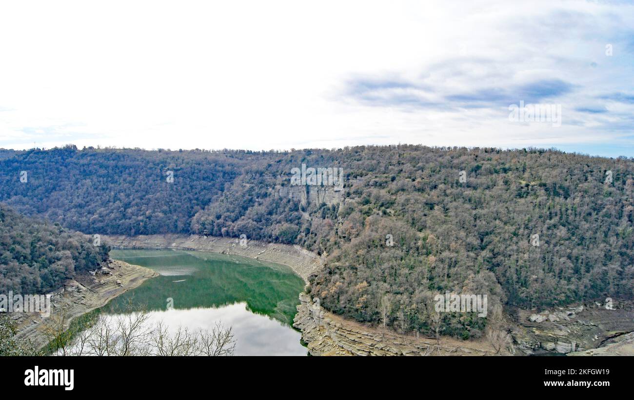 Pantano de Sau nelle regioni di Vilanova de Sau, Osona e de la Selva, Río Ter, Barcellona, Catalunya, Spagna, Europa Foto Stock