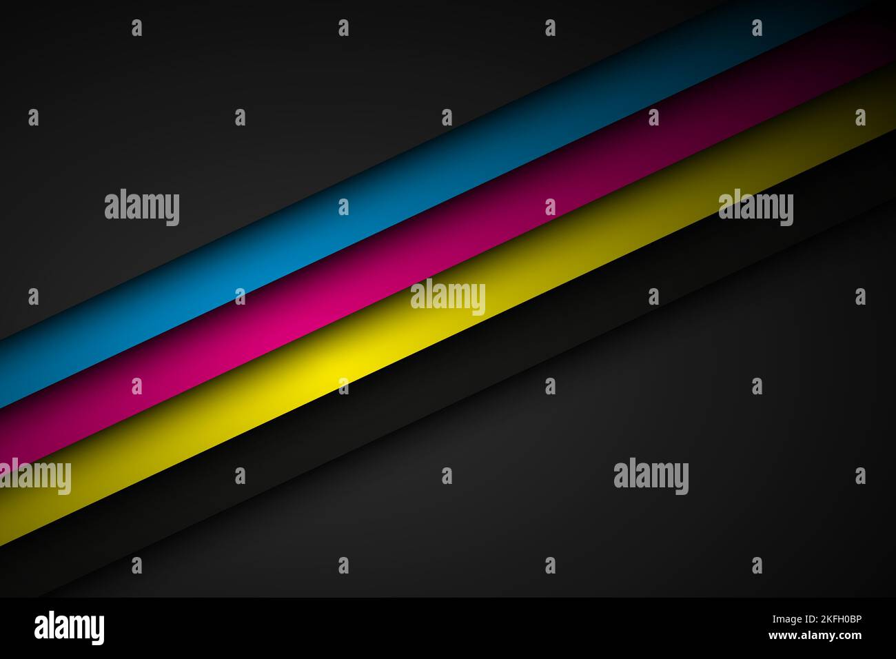 Abstact vettore sfondo con linee in colori cmyk. I livelli triangolari si sovrappongono su sfondo nero con spazio libero per il tuo progetto Illustrazione Vettoriale