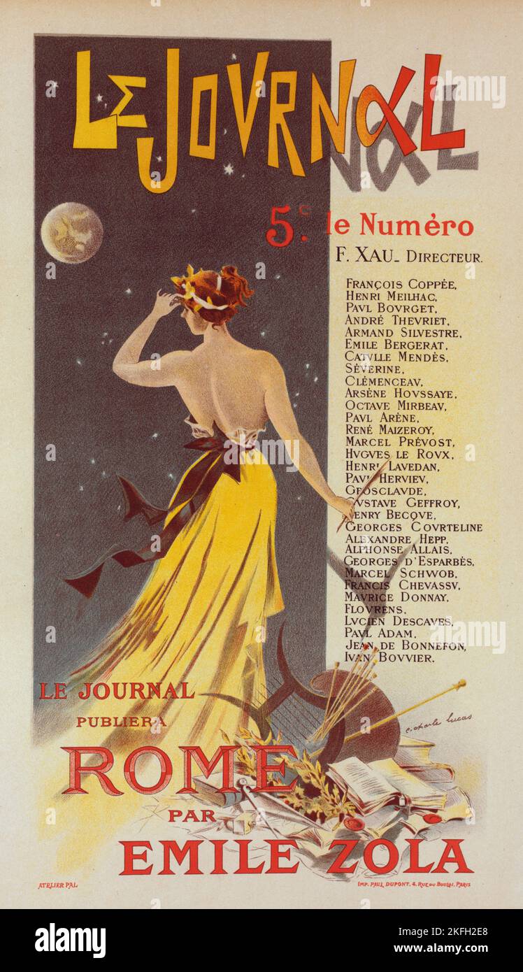 Affiche pour annoncer la publication de "Roma" dans le Journal., c1899. [Editore: Imprimerie Chaix; luogo: Parigi] Foto Stock