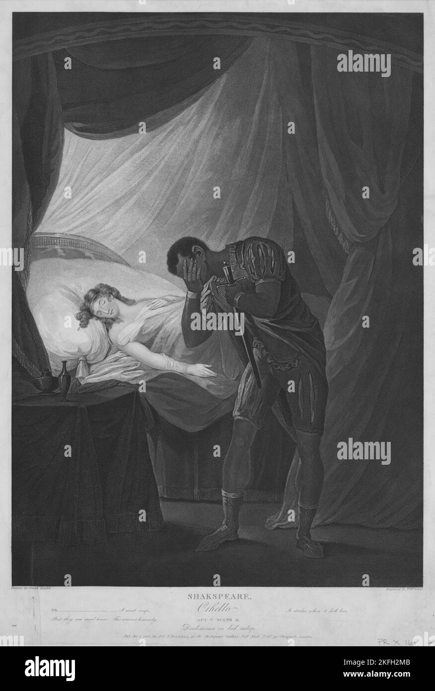 Shakespeare [Shakespeare]; Othello; atto V, scena II; Desdemona a letto addormentato., c1803. [Editore: J. &amp; J. Boydell; luogo: Londra] Foto Stock