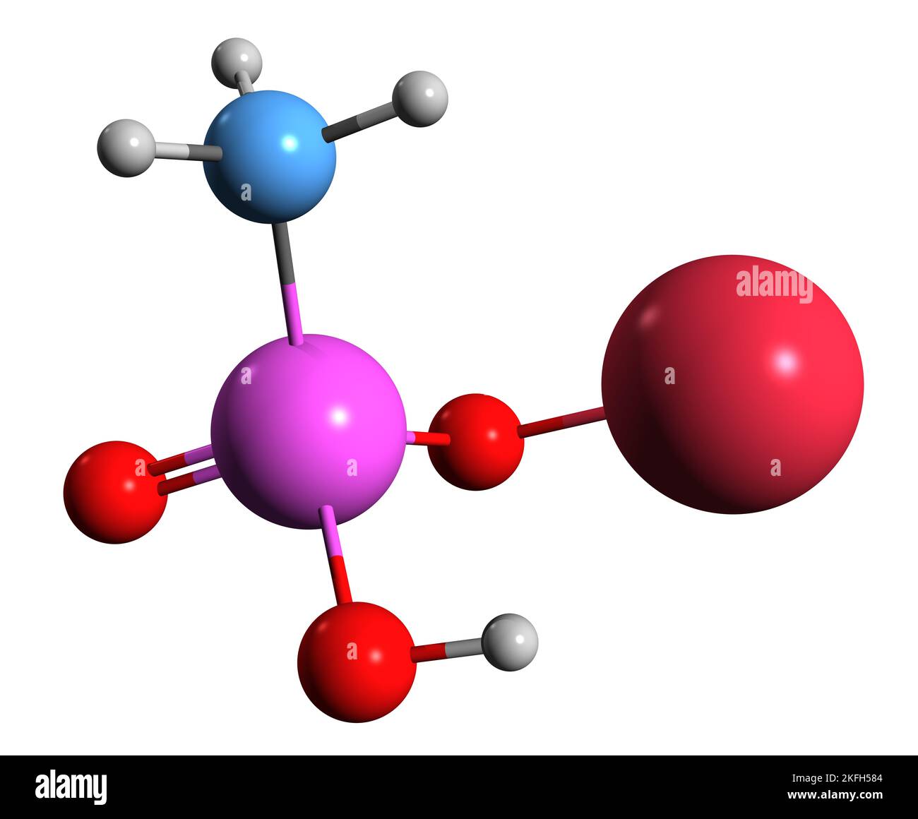 3D immagine di idrossimetil arsenato di sodio formula scheletrica - struttura chimica molecolare del fungicida isolato su sfondo bianco Foto Stock