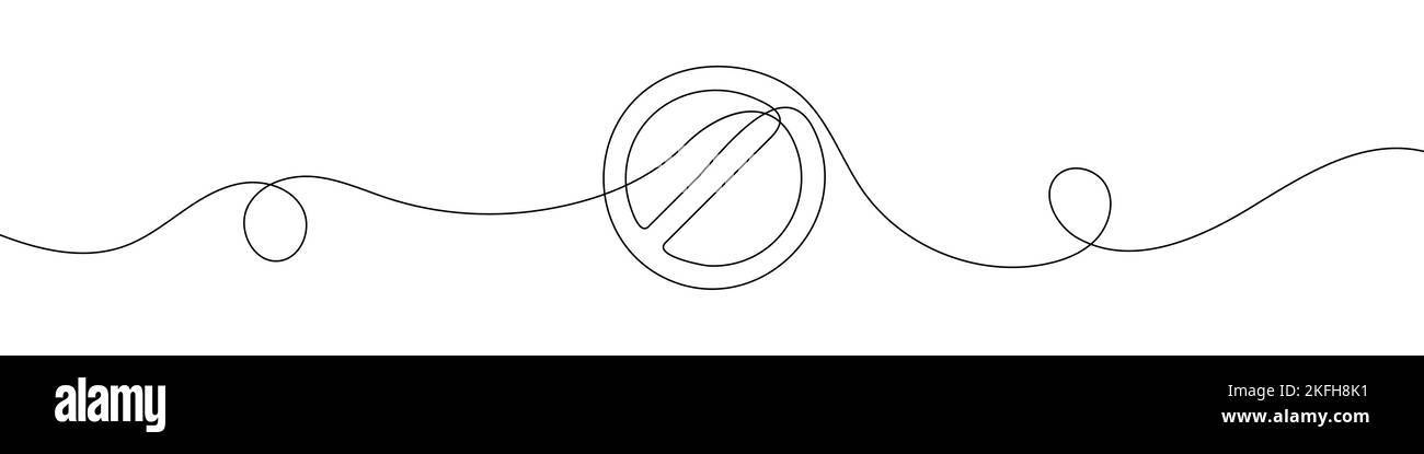 Simbolo di divieto nello stile di disegno a linea continua. Disegno del SIMBOLO DI ARRESTO. Illustrazione vettoriale. Sfondo astratto Illustrazione Vettoriale