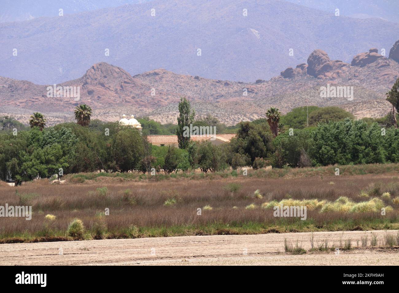 Targa con il nome della città di Cachi, Salta, Argentina. Foto Stock