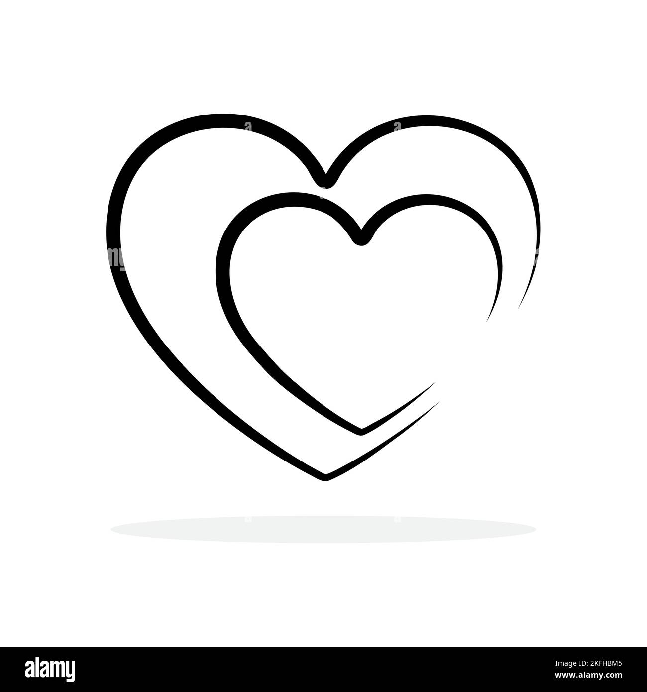 Icona cuore. Icona cuore lineare isolata. Forma a cuore nero in stile piatto. Illustrazione vettoriale. Simbolo dell'amore Illustrazione Vettoriale