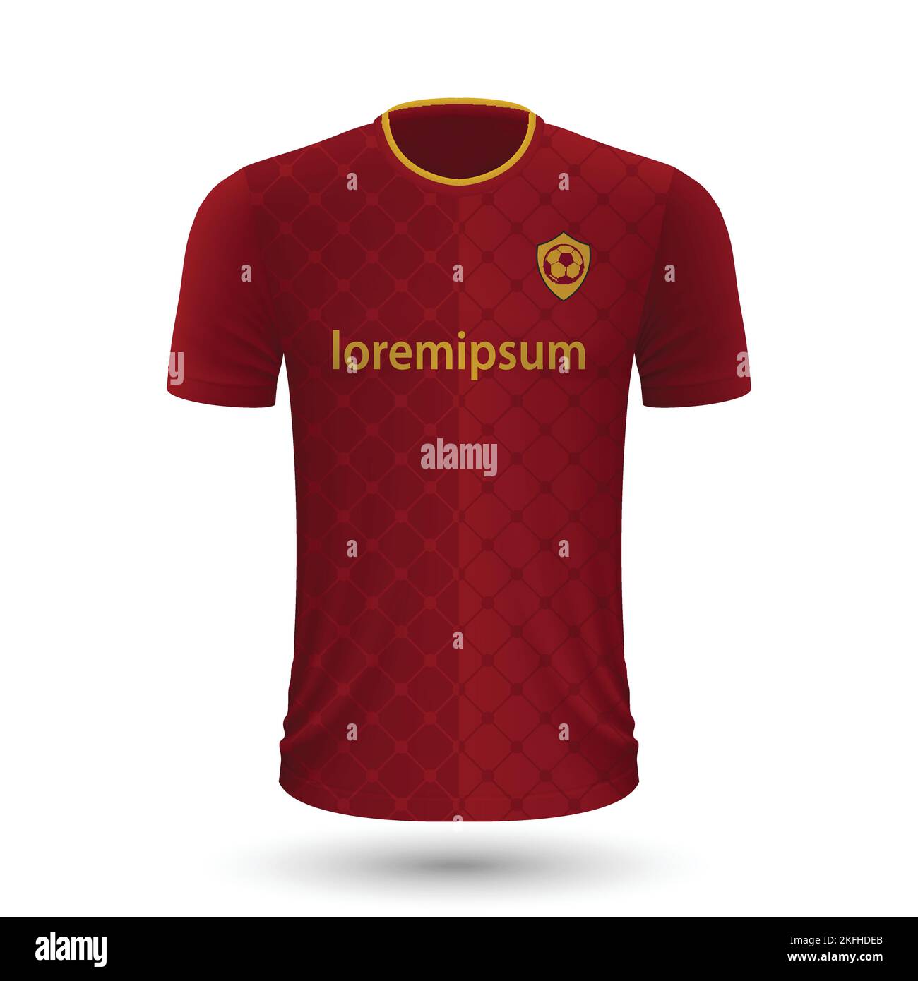 Maglia da calcio Roma realistica, modello maglia per divisa da calcio 2022 Illustrazione Vettoriale