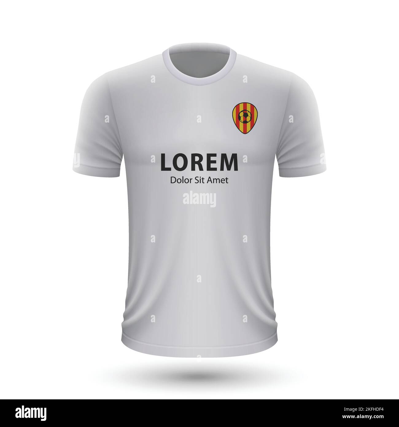 Maglia da calcio Valencia realistica, modello di maglia per la divisa da calcio 2022 Illustrazione Vettoriale