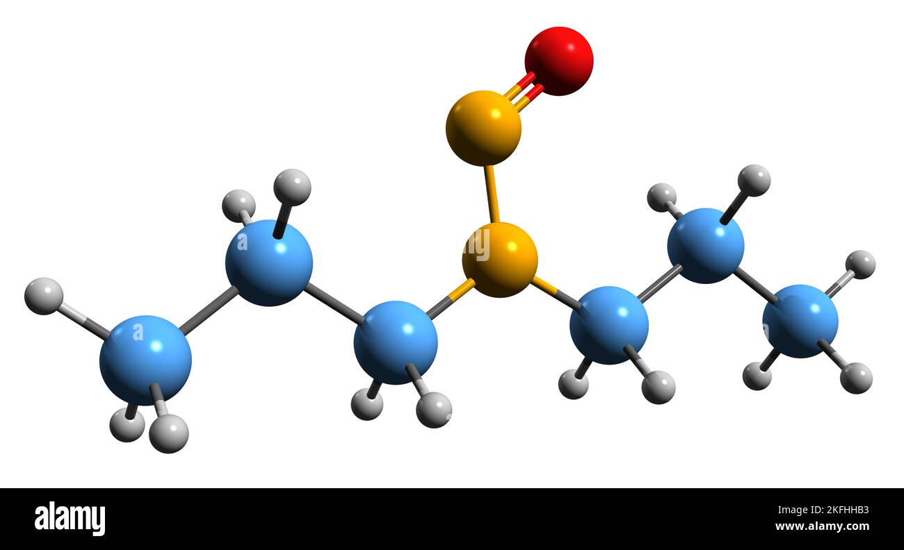 3D immagine della formula scheletrica della dipropilnitrosamina - struttura chimica molecolare di isolato su sfondo bianco Foto Stock