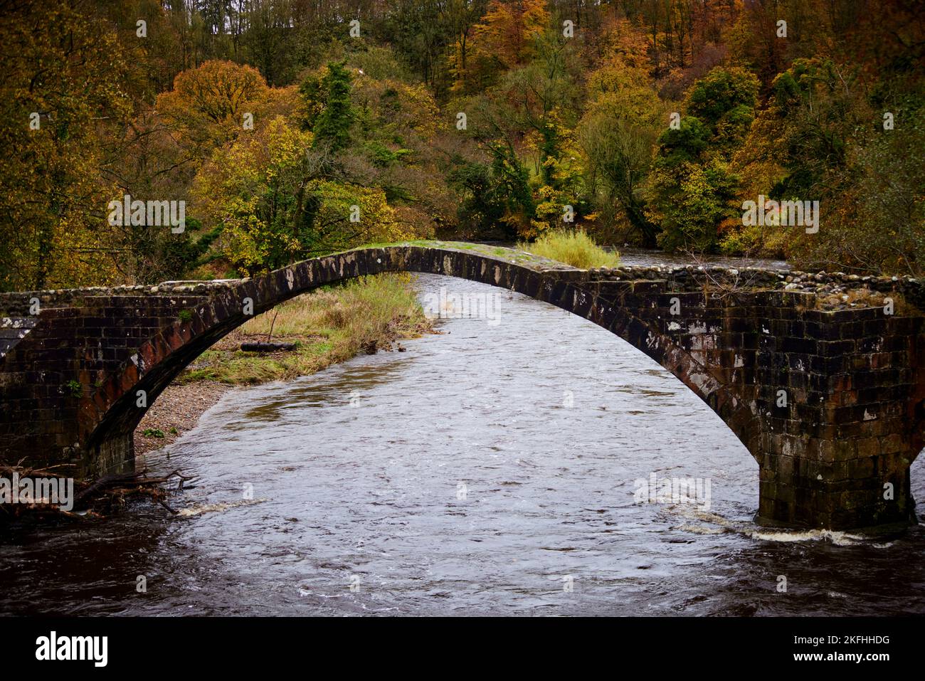 Il vecchio ponte di Cromwell, sul fiume Hodder, Lancashire Foto Stock