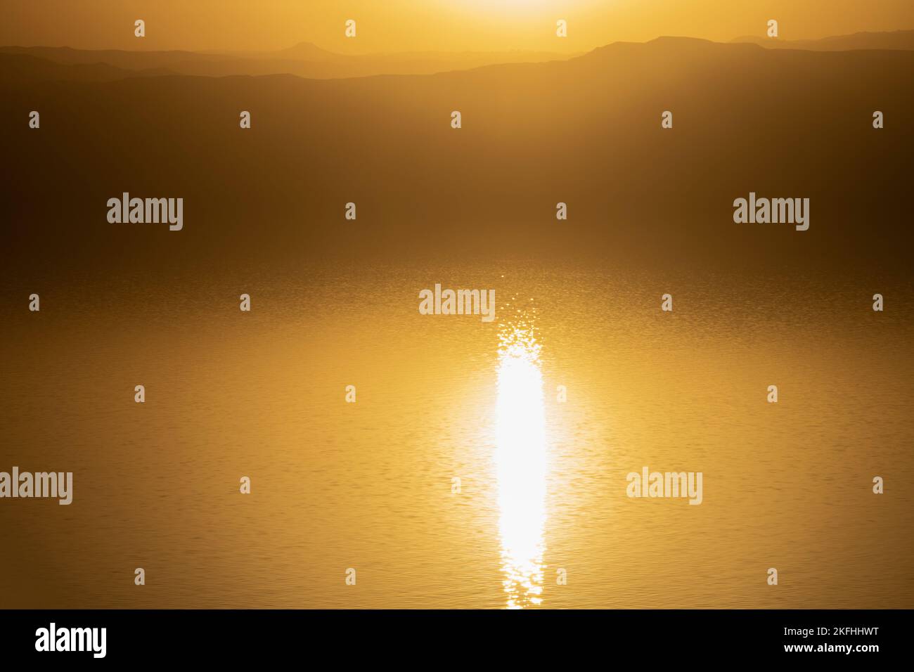 Tramonto sul Mar Morto, sui deserti e sulle montagne Foto Stock