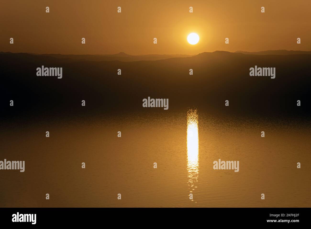 Tramonto sul Mar Morto, sui deserti e sulle montagne Foto Stock