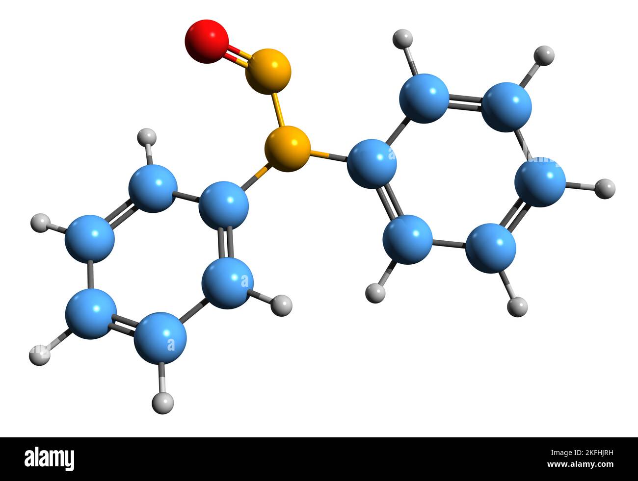 3D immagine della formula scheletrica difenilnitrosamina - struttura chimica molecolare della N-nitrosodifenilammina isolata su sfondo bianco Foto Stock