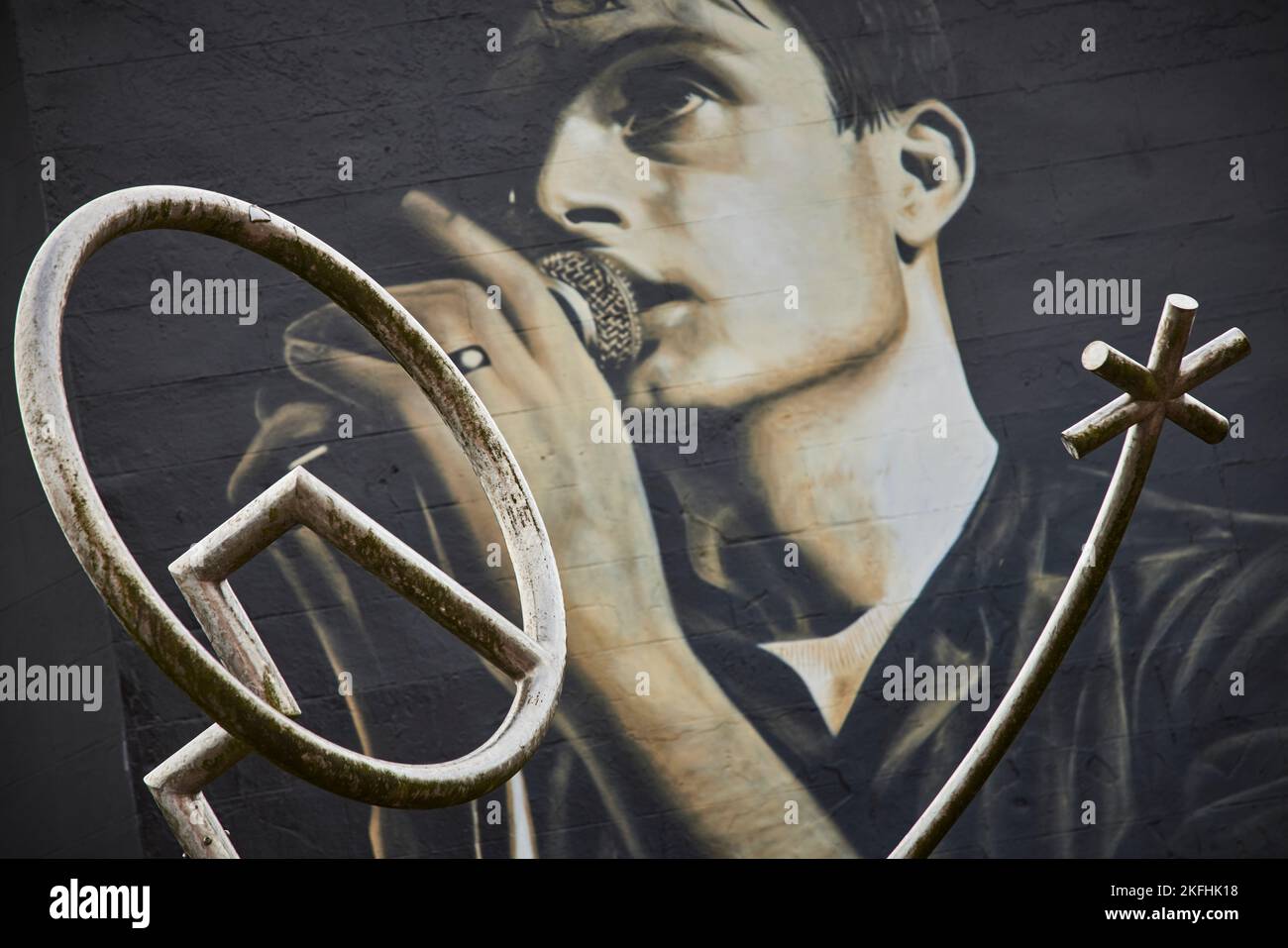 Macclesfield centro città Ian Curtis Mural Foto Stock