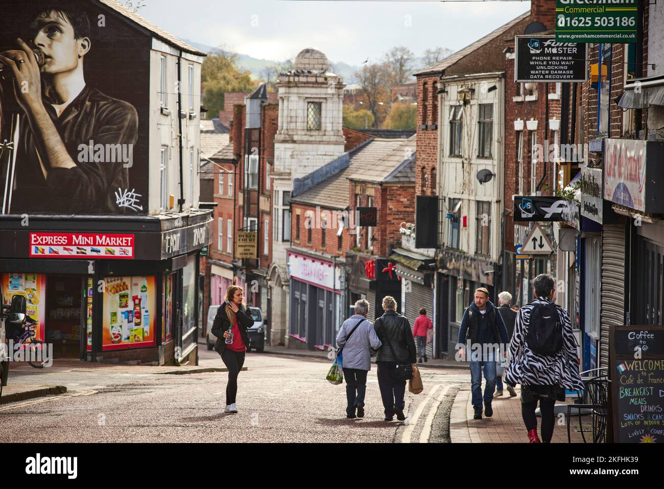 Macclesfield centro città Ian Curtis Mural Foto Stock