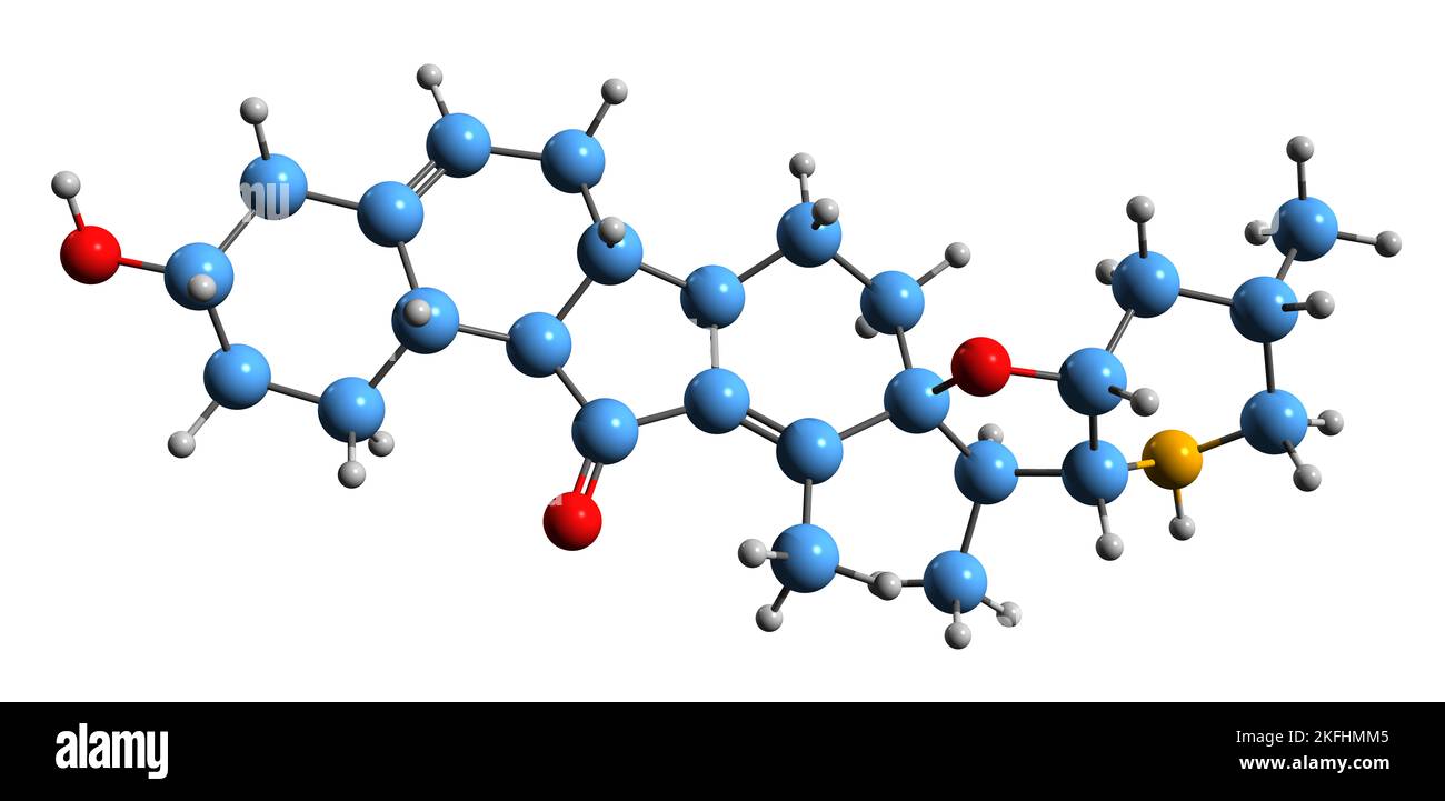 3D immagine della formula scheletrica di Jercina - struttura chimica molecolare dell'alcaloide steroideo isolato su sfondo bianco Foto Stock