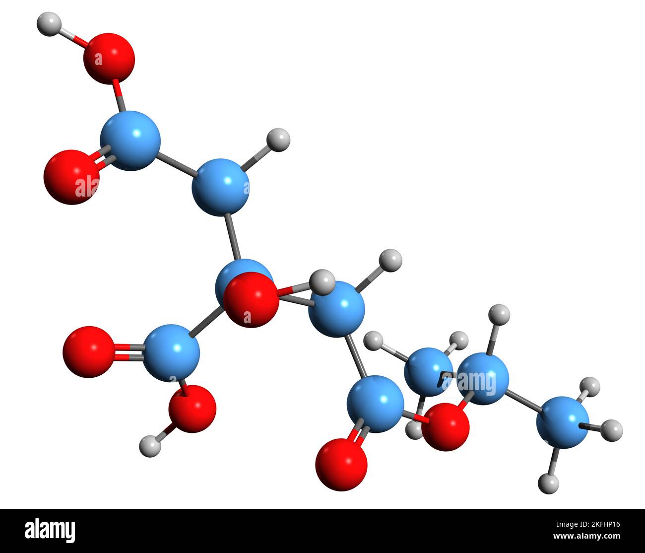3D immagine di isopropil citrato formula scheletrica - struttura chimica molecolare dell'acido ossocarbossilico isolato su sfondo bianco Foto Stock