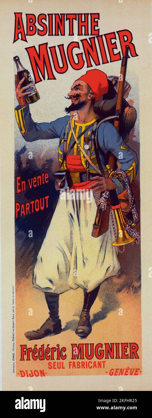 Affiche pour l'"Assenzio Mugnier"., c1898. [Editore: Imprimerie Chaix; luogo: Parigi] Foto Stock