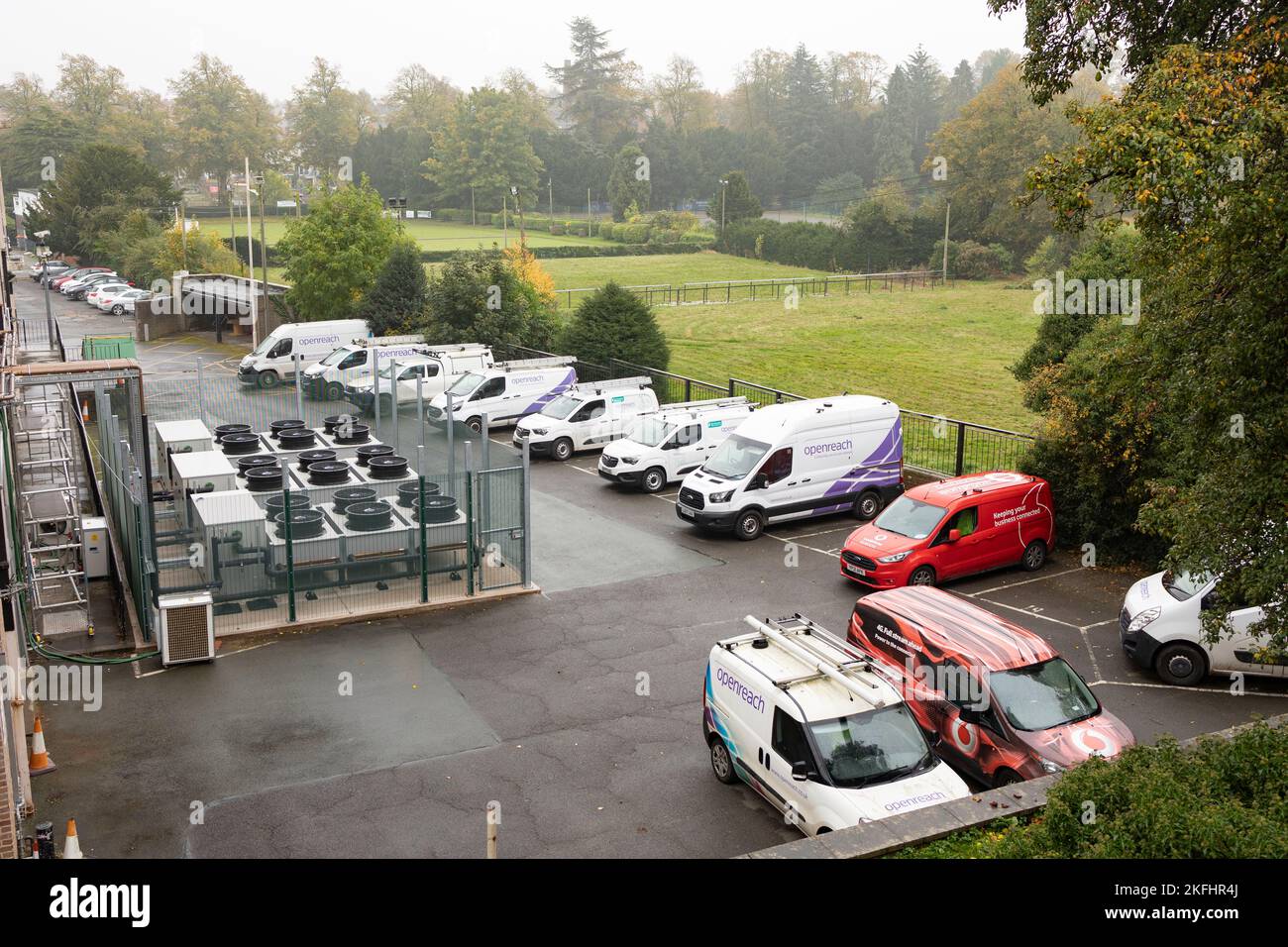 Shrewsbury Shropshire regno unito 20, ottobre 2022 Shrewsbury Shropshire regno unito 20, ottobre 2022 i furgoni openreach sono parcheggiati durante il recente st Foto Stock