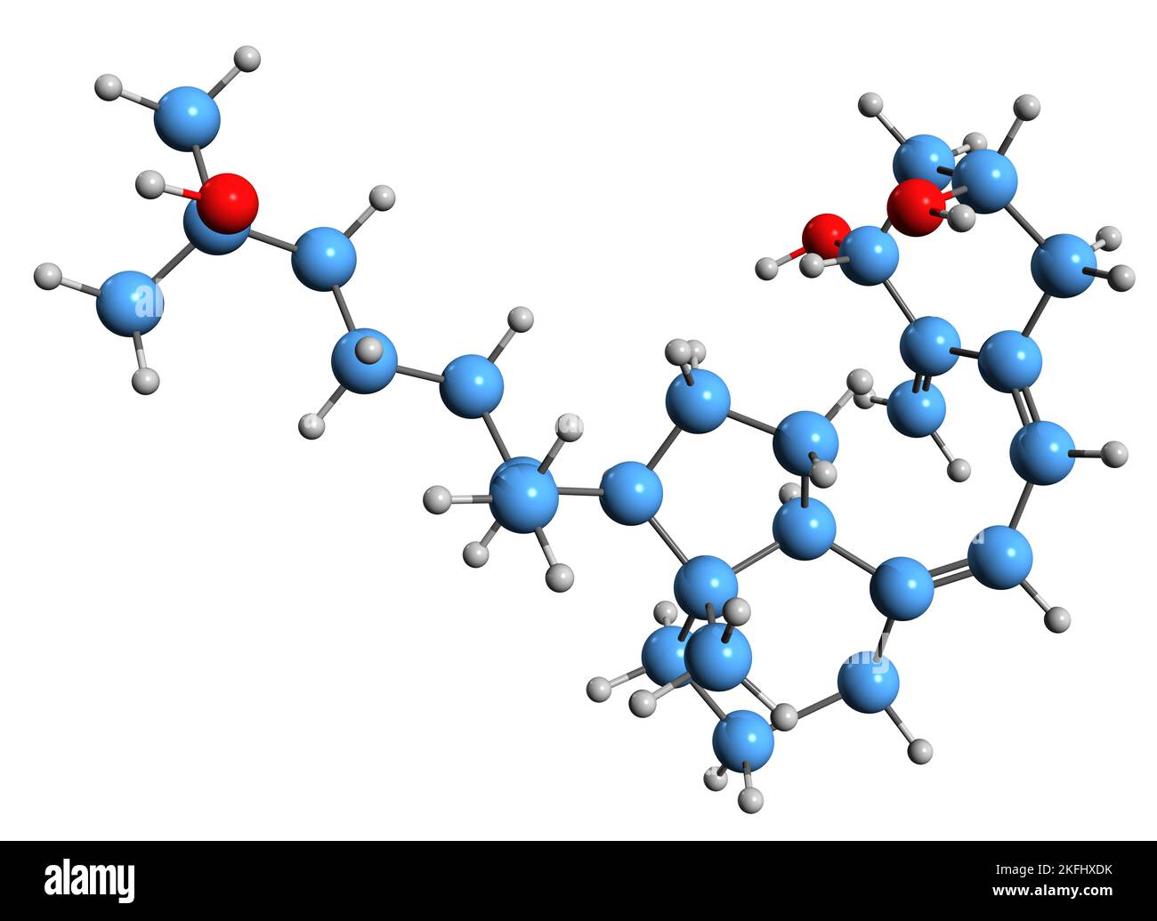 3D immagine di Calcitriol formula scheletrica - struttura chimica molecolare della vitamina D isolata su sfondo bianco Foto Stock