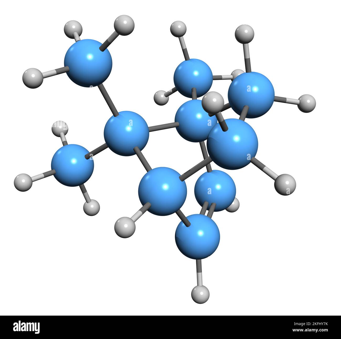 3D immagine della formula scheletrica del canfene - struttura chimica molecolare del monoterpene biciclico isolato su sfondo bianco Foto Stock