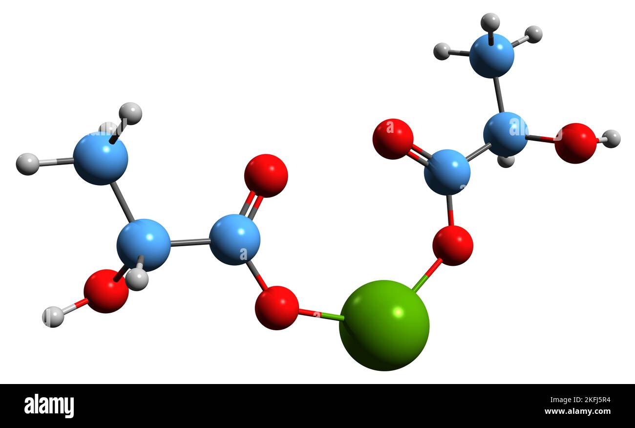3D immagine di formula scheletrica - struttura chimica molecolare dell'integratore minerale isolato su sfondo bianco Foto Stock