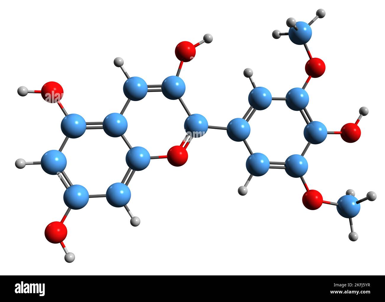 3D immagine della formula scheletrica della malvidin - struttura chimica molecolare dell'antocianidina o-metilata isolata su sfondo bianco Foto Stock