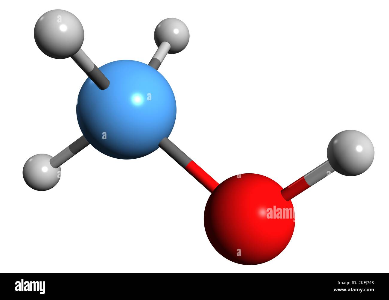 3D immagine del metanolo formula scheletrica - struttura chimica molecolare dell'alcol di legno isolato su sfondo bianco Foto Stock