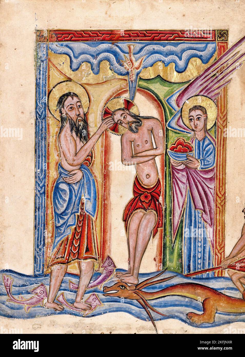 Mesrop di Khizan; il Battesimo di Cristo; 1615; Tempera su carta vetrata; Getty Center, Los Angeles, USA. Foto Stock