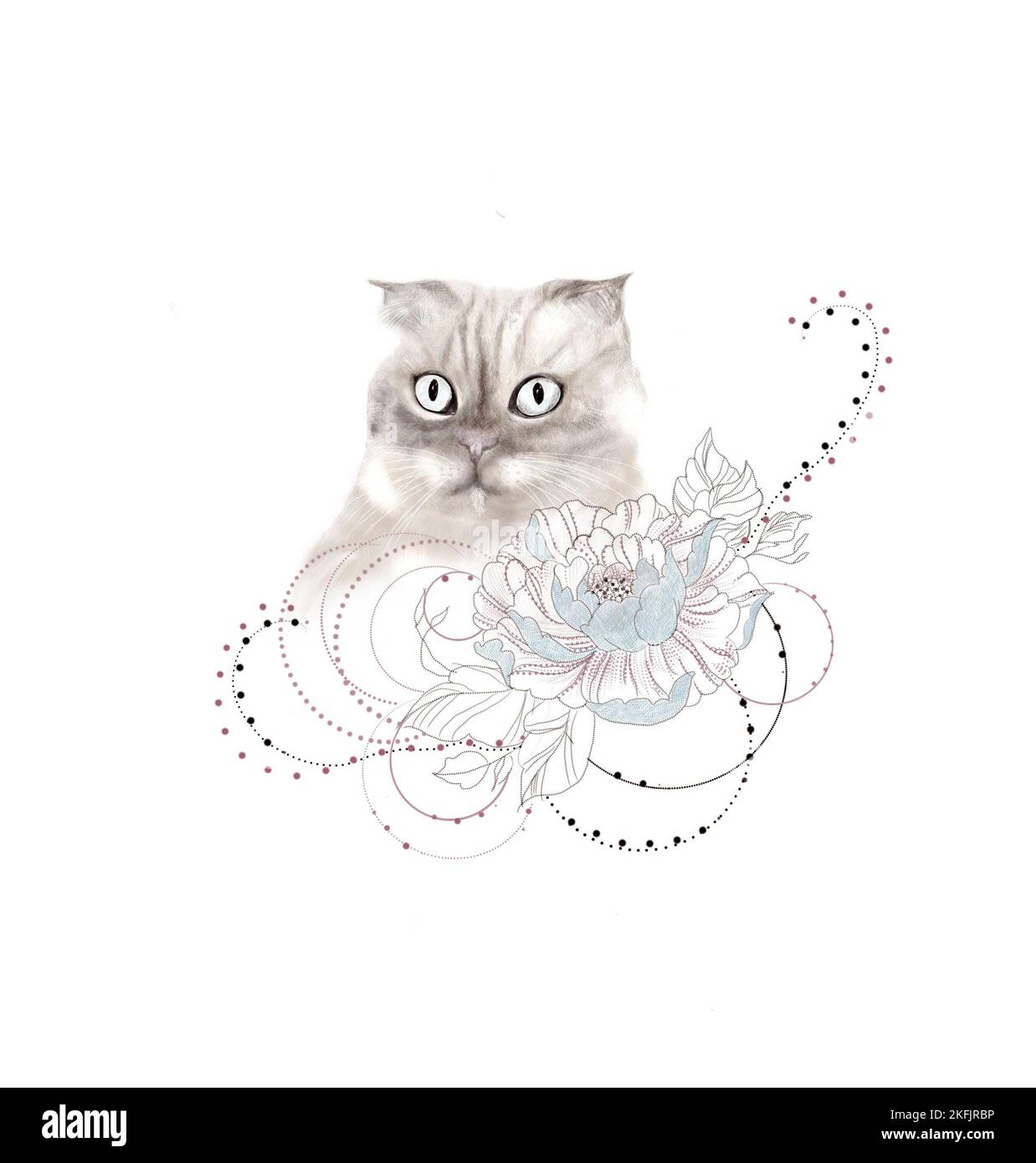 Disegno a mano Cat. Può essere utilizzato per il tatuaggio Foto Stock Disegno a mano Cat. Può essere utilizzato per il tatuaggio Foto Stock