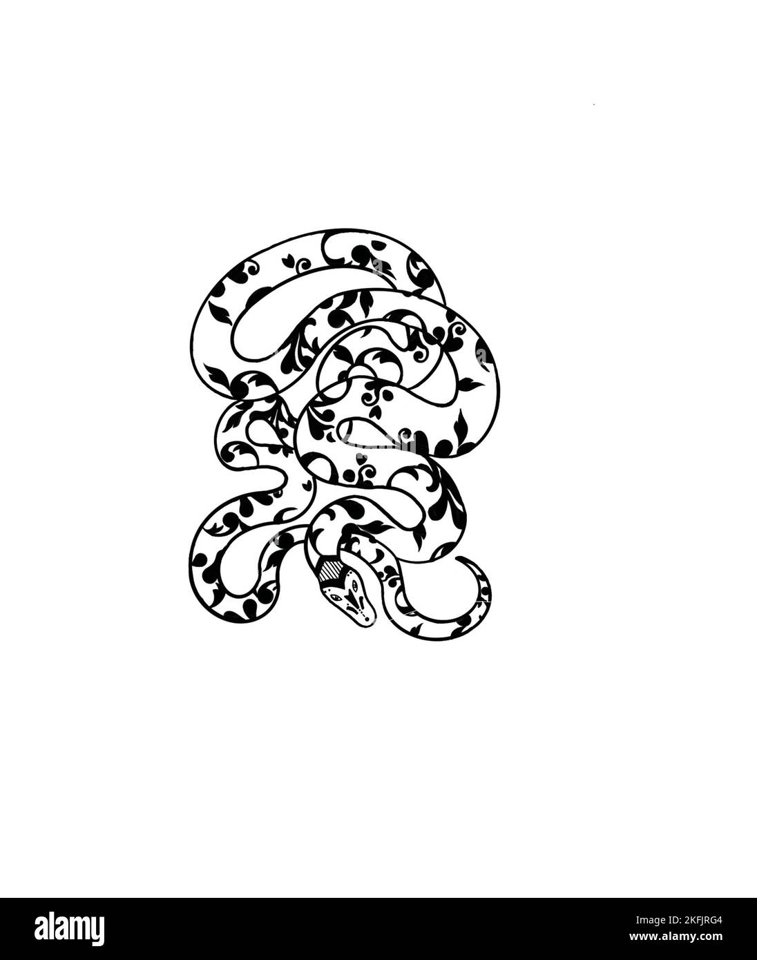Disegno a mano di un serpente. Può essere utilizzato per il tatuaggio Foto Stock