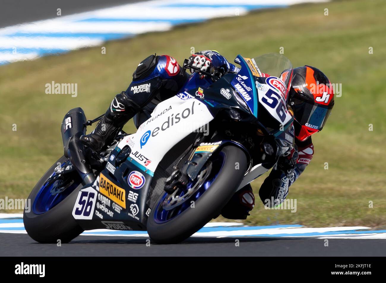 Phillip Island, Australia, 18 novembre 2022. Péter Sebestyén ungherese sul WorldSSP Yamaha Team YZF R6 Evan Bros. Durante il Campionato Mondiale Superbike FIM 2022 al Phillip Island Circuit il 18 novembre 2022 a Phillip Island, Australia. Credit: Dave Hewison/Alamy Live News Foto Stock