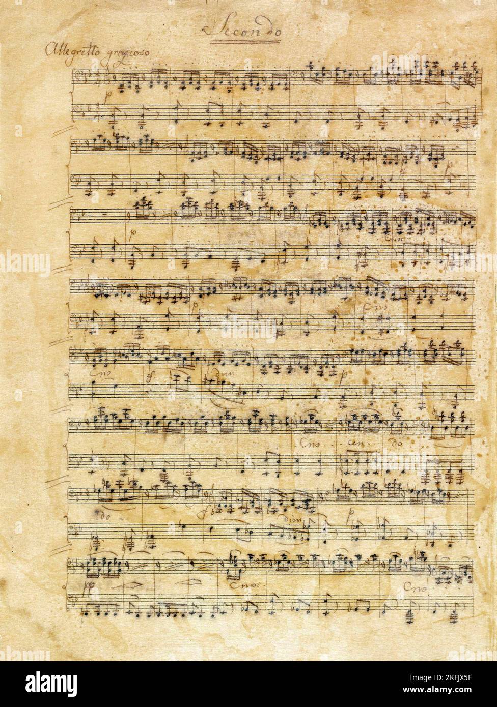Felix Mendelssohn-Bartholdy; Canzone senza parole per piano a quattro mani; 1847; manoscritto musicale; Collezione reale del Regno Unito. Foto Stock