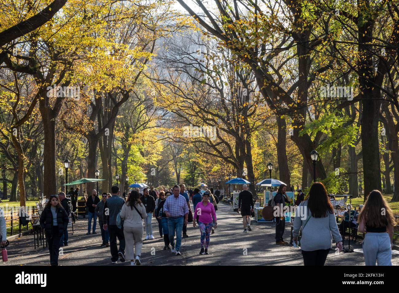 Chiama il centro commerciale di Central Park offre un percorso tranquillo in un pomeriggio autunnale, 2022, NYC, USA Foto Stock