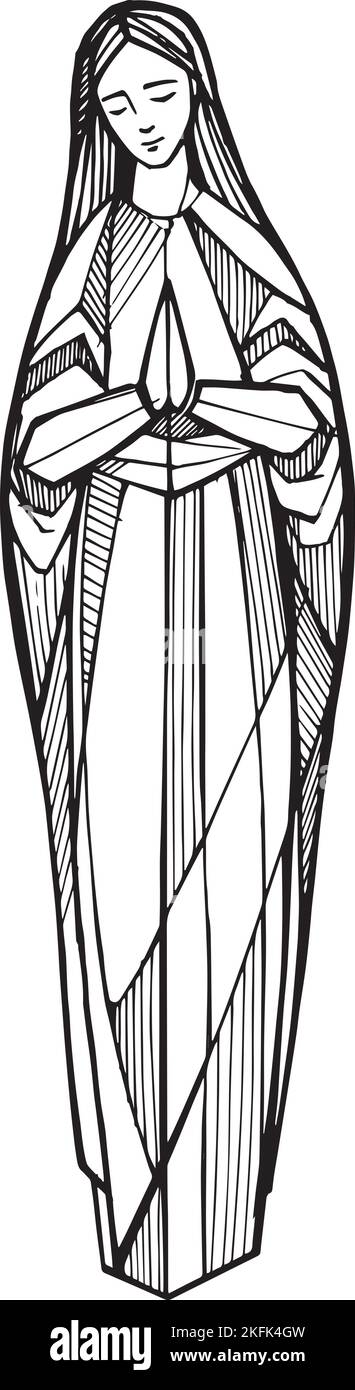 Illustrazione vettoriale disegnata a mano o disegno della Vergine Illustrazione Vettoriale