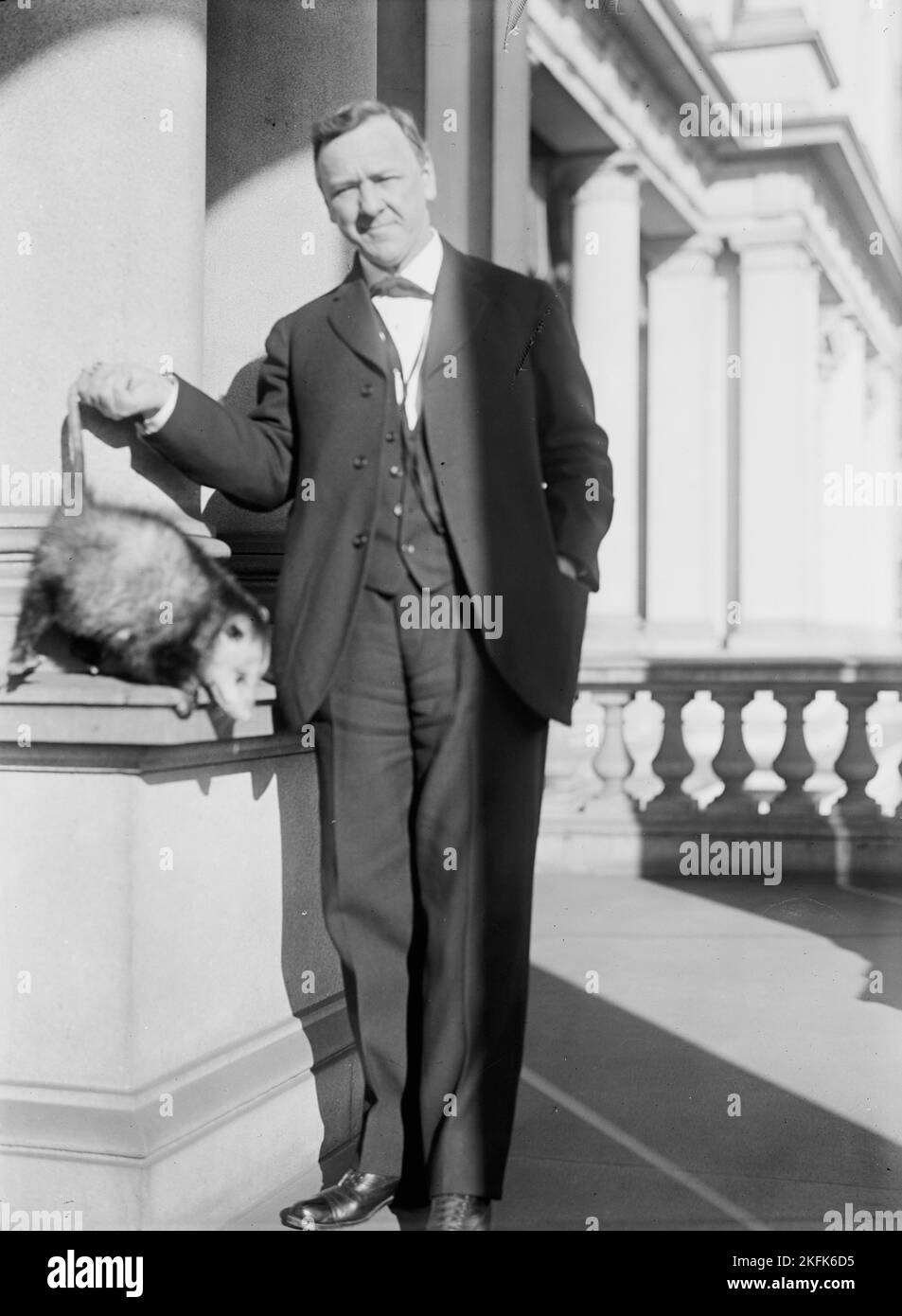 Daniels, Josephus, Segretario della Marina, 1913-1921. Con un Opossum, 1913. Foto Stock