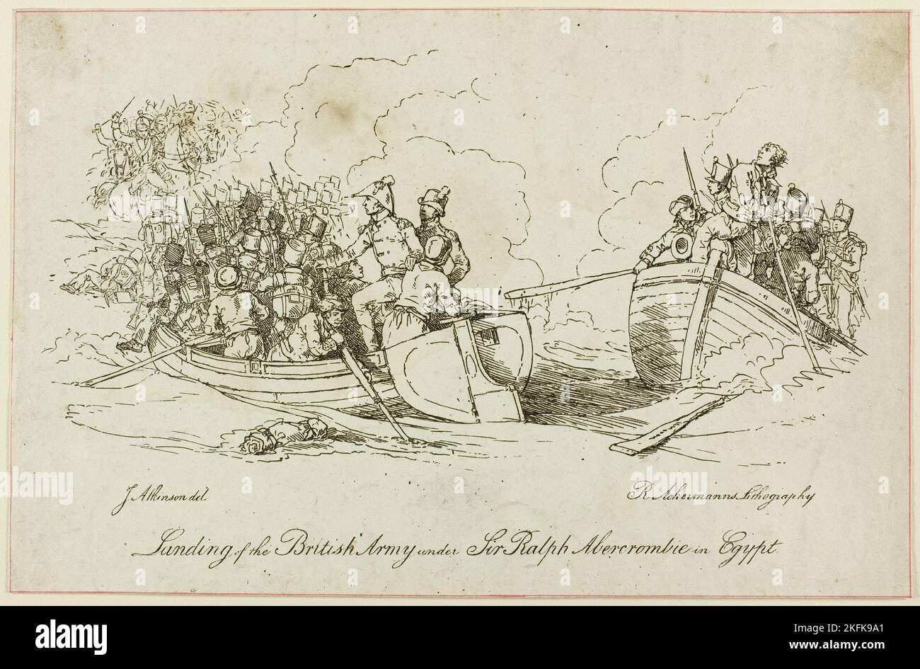 Atterraggio dell'esercito britannico sotto Abercrombie [sic] in Egitto, n.d. (Sbarco delle truppe britanniche guidate dal generale Sir Ralph Abercromby a Aboukir Bay, Egitto, 8th marzo 1801?). Foto Stock