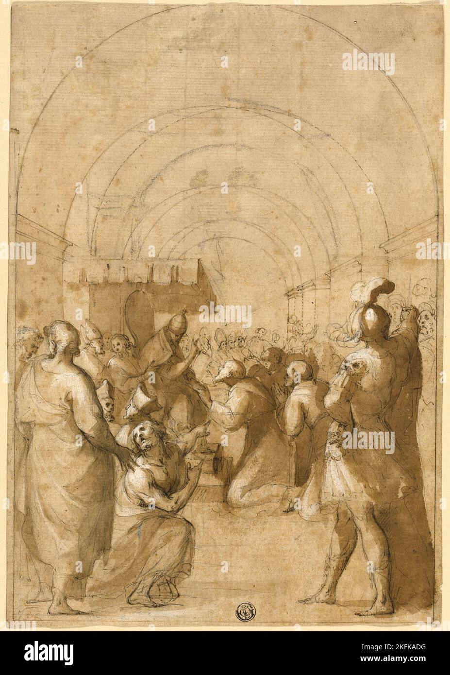 Studio per Papa Innocenzo III che istituisce l'Ordine Francescano, ca. 1580-1600. Forse di Francesco Allegrini. Foto Stock