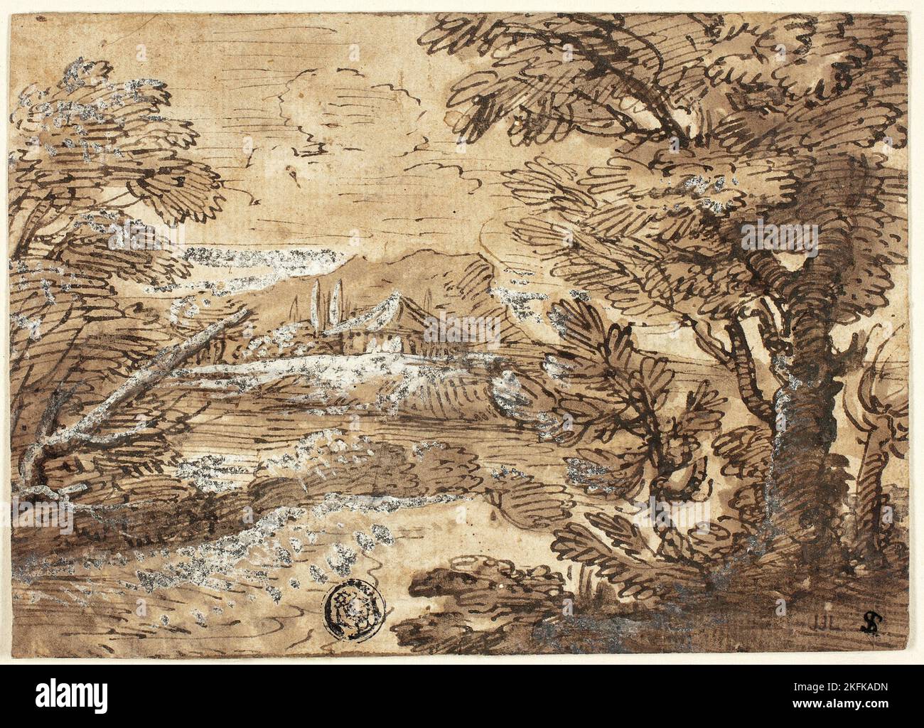 Paesaggio con Casa in lontananza, n.d. Foto Stock