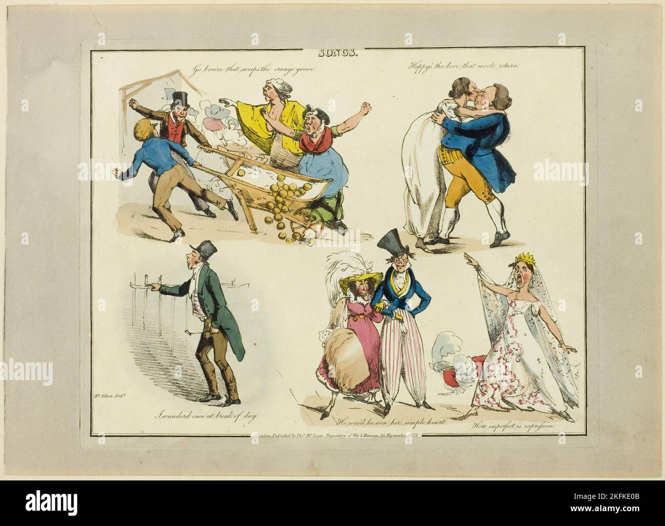 Piatto da illustrazioni a canzoni popolari, 1822. Foto Stock