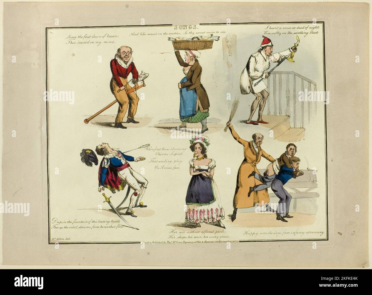 Piatto da illustrazioni a canzoni popolari, 1822. Foto Stock