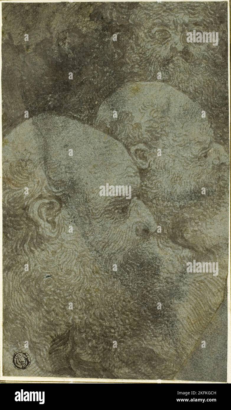 Tre teste maschio con estremità, due con profilo a destra, n.d. Cerchio di Bernardino Lanino. Foto Stock