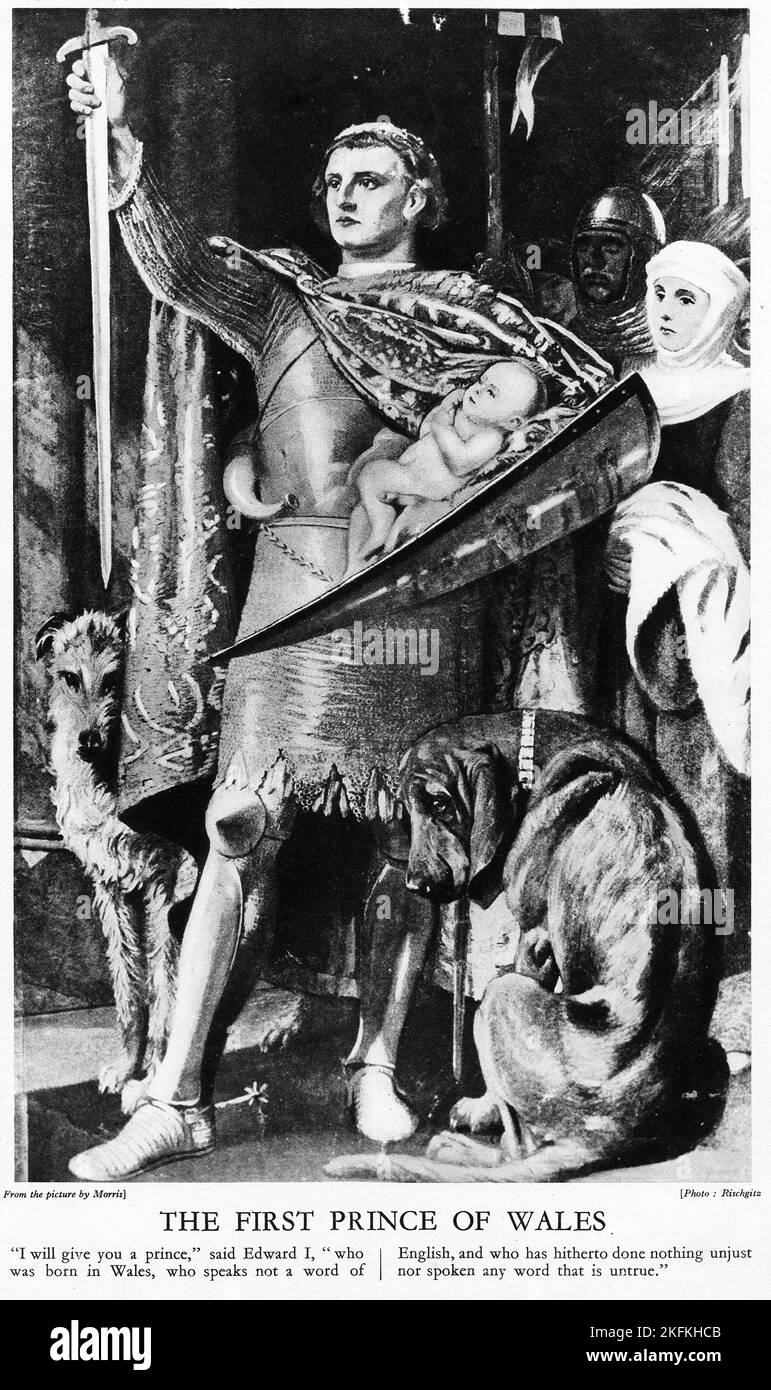 Mezzotono del primo principe del Galles, da una pubblicazione educativa, 1927 Foto Stock