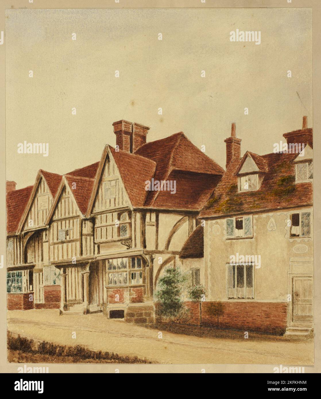 Tudor Casa fronts, fine 19th ° secolo. Attribuito a John Sell Cotman. Foto Stock