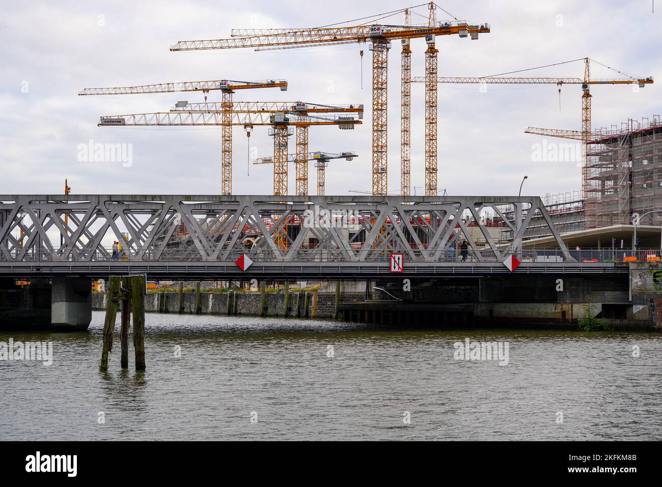 Cantiere di HafenCity Hamburg. Si compone della zona di Großer Grasbrook, la parte settentrionale dell'ex isola di Elba. Foto Stock