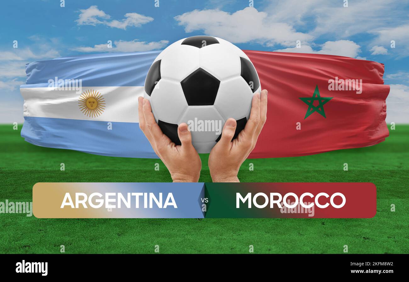 Argentina vs Marocco nazionale squadre calcio partita di calcio concetto di competizione. Foto Stock