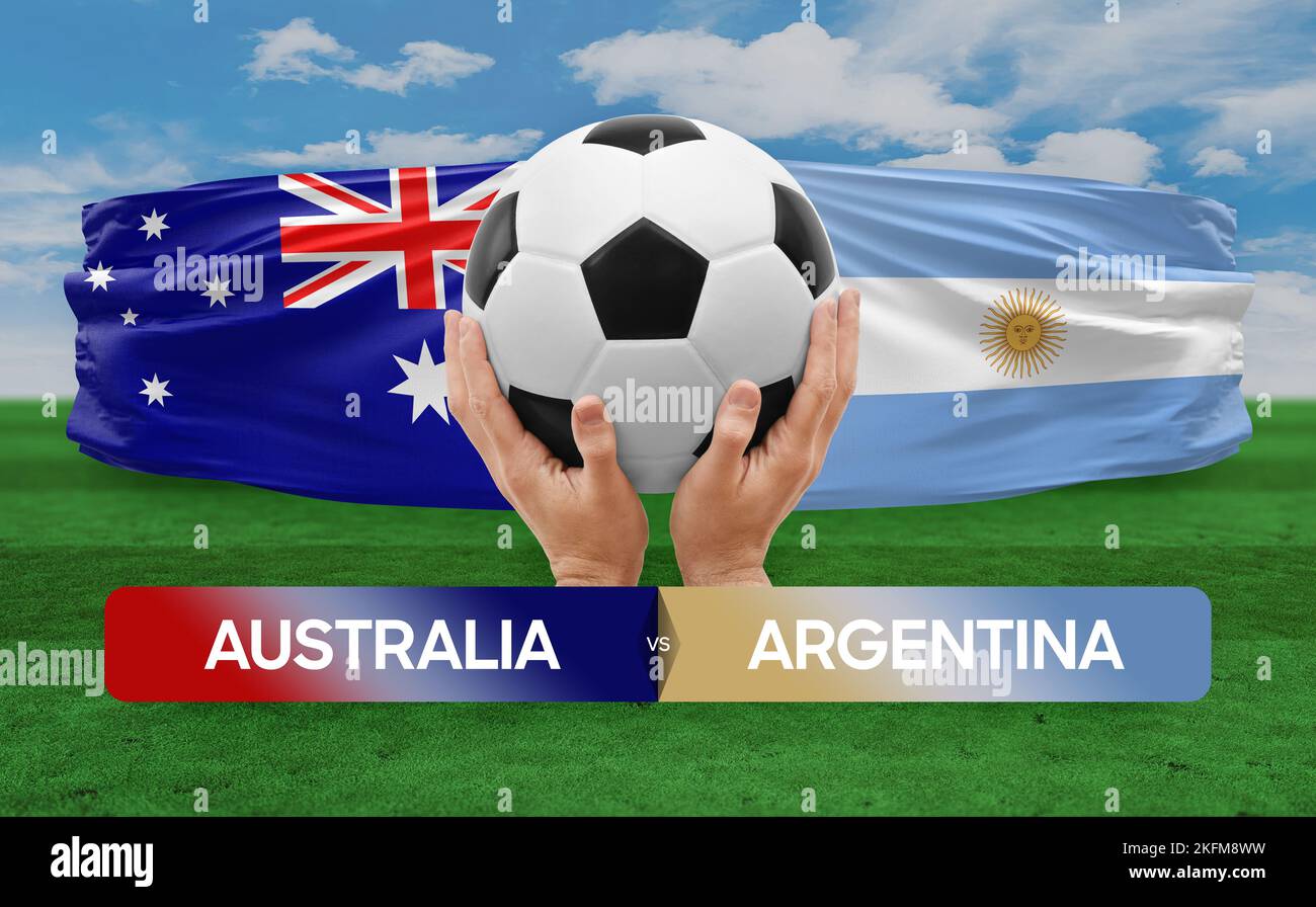Australia vs Argentina nazionale squadre calcio partita concetto di competizione. Foto Stock