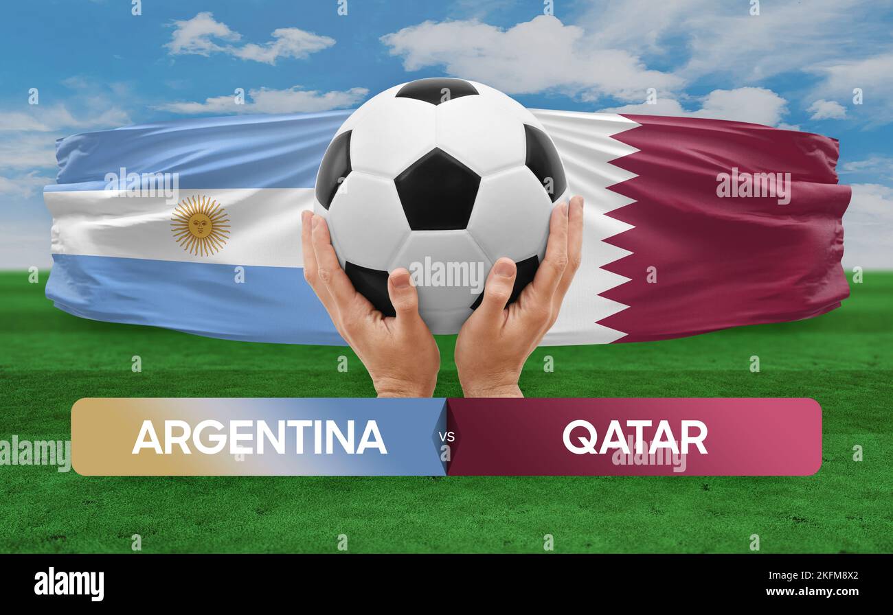 Argentina vs Qatar squadre nazionali calcio partita di calcio concetto di competizione. Foto Stock