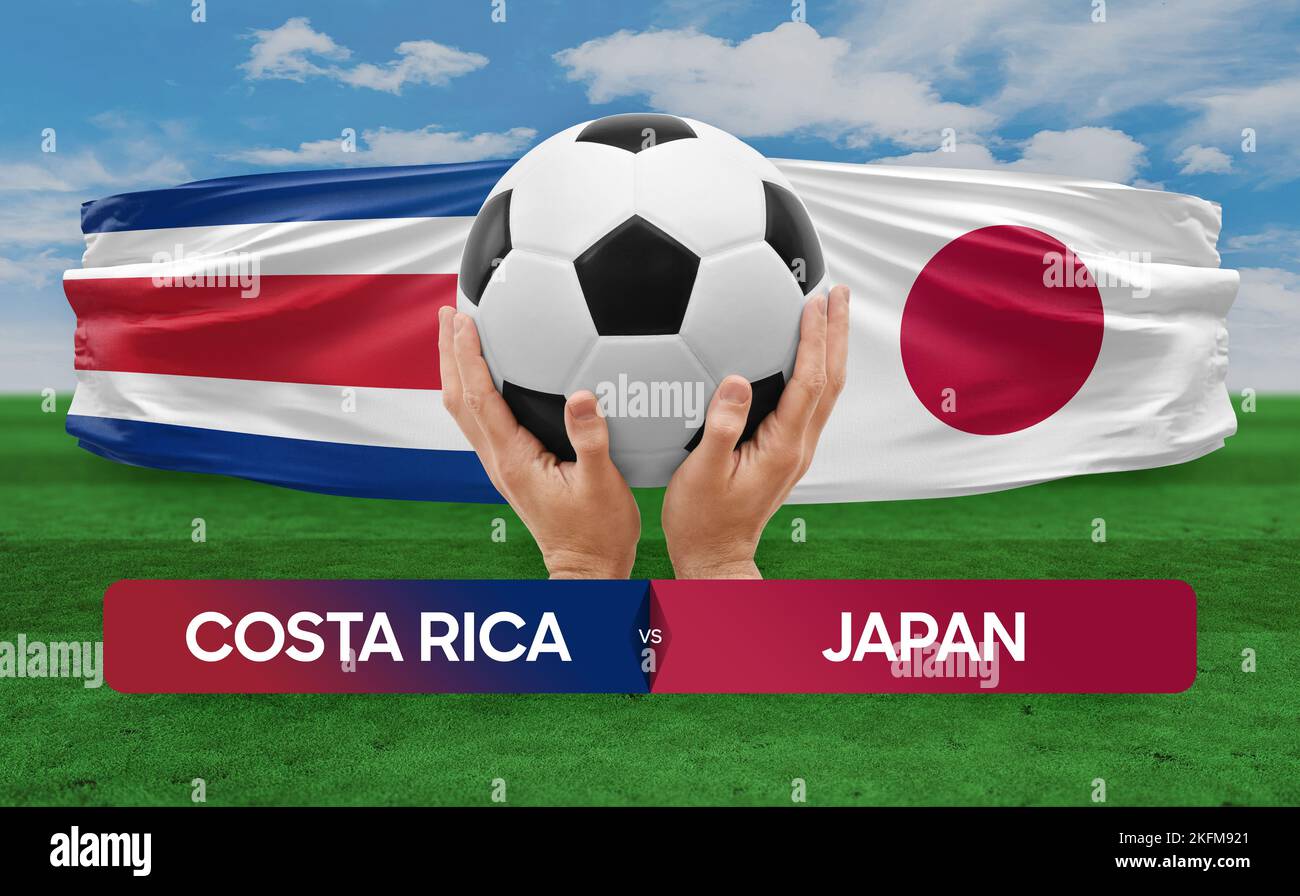 Costa Rica vs Giappone nazionale squadre calcio partita di competizione concetto. Foto Stock