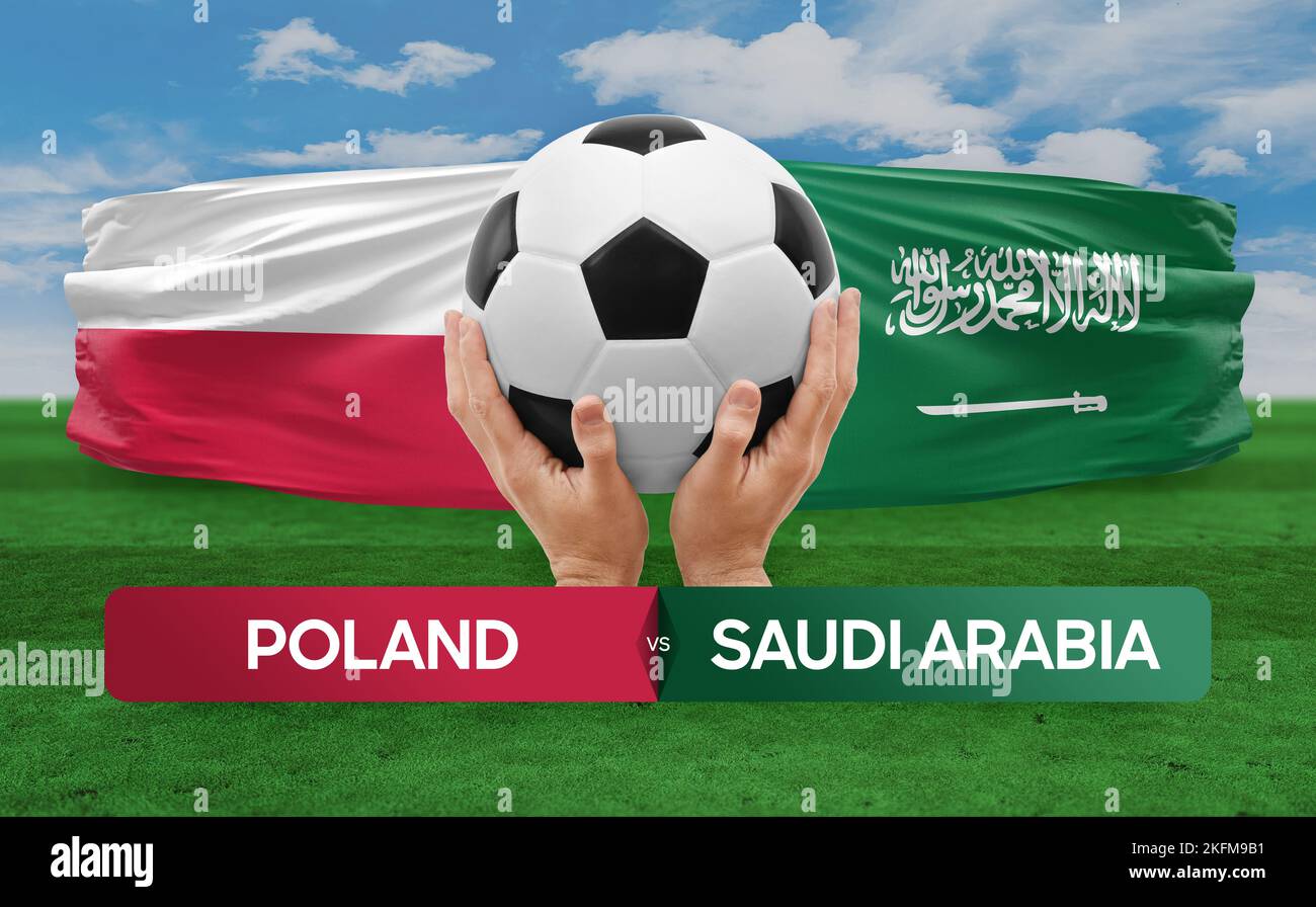 Polonia vs Arabia Saudita squadre nazionali calcio partita di calcio concetto di competizione. Foto Stock