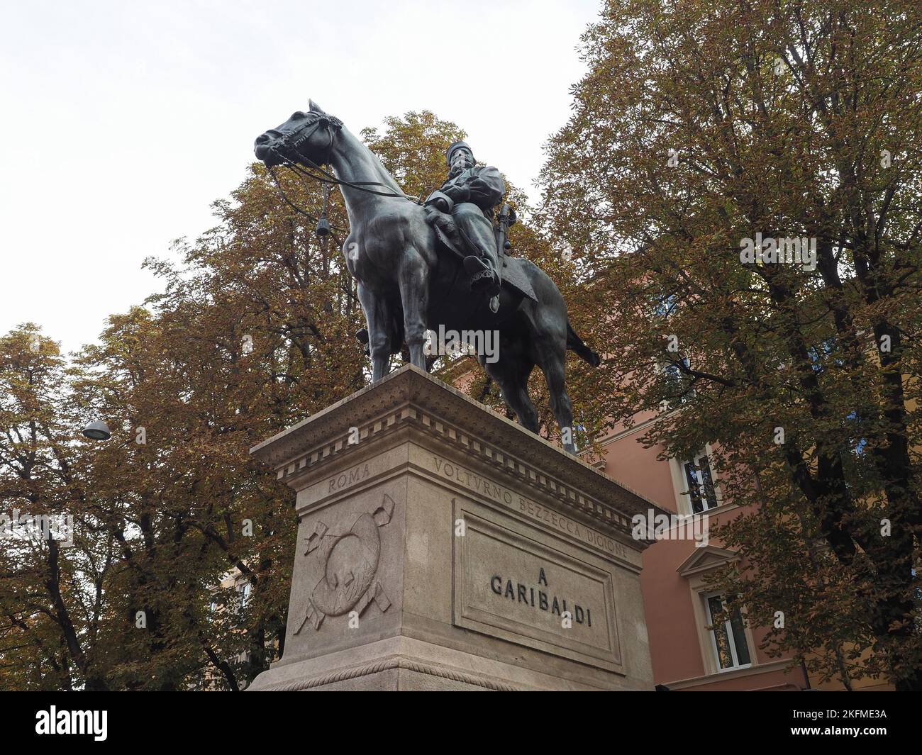 Giuseppe Garibaldi statua equestre dello scultore Arnaldo Zocchi circa 1900 a Bologna Foto Stock