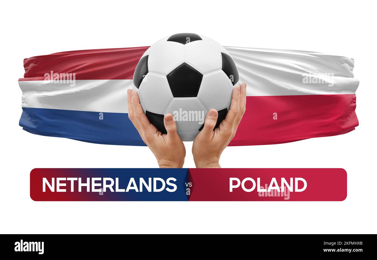 Paesi Bassi vs Polonia nazionale squadre calcio partita di calcio concetto di competizione. Foto Stock